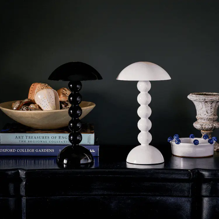 Black Lacquer Rechargeable Bobbin LED Lamp - Image 2