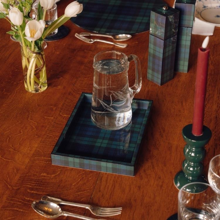 Black Watch Tartan Square Pillar Salt or Pepper Mill - Image 2