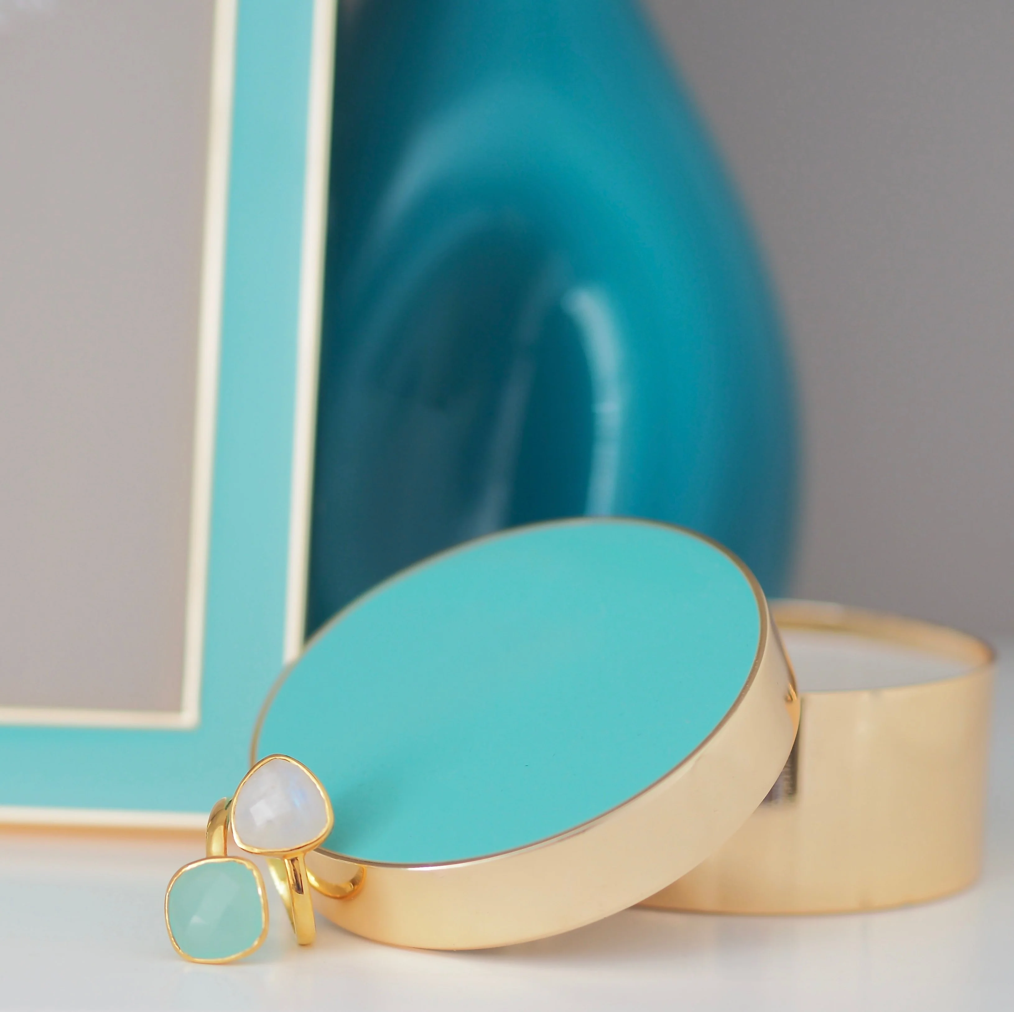 Turquoise & Gold Trinket Pot - Image 3