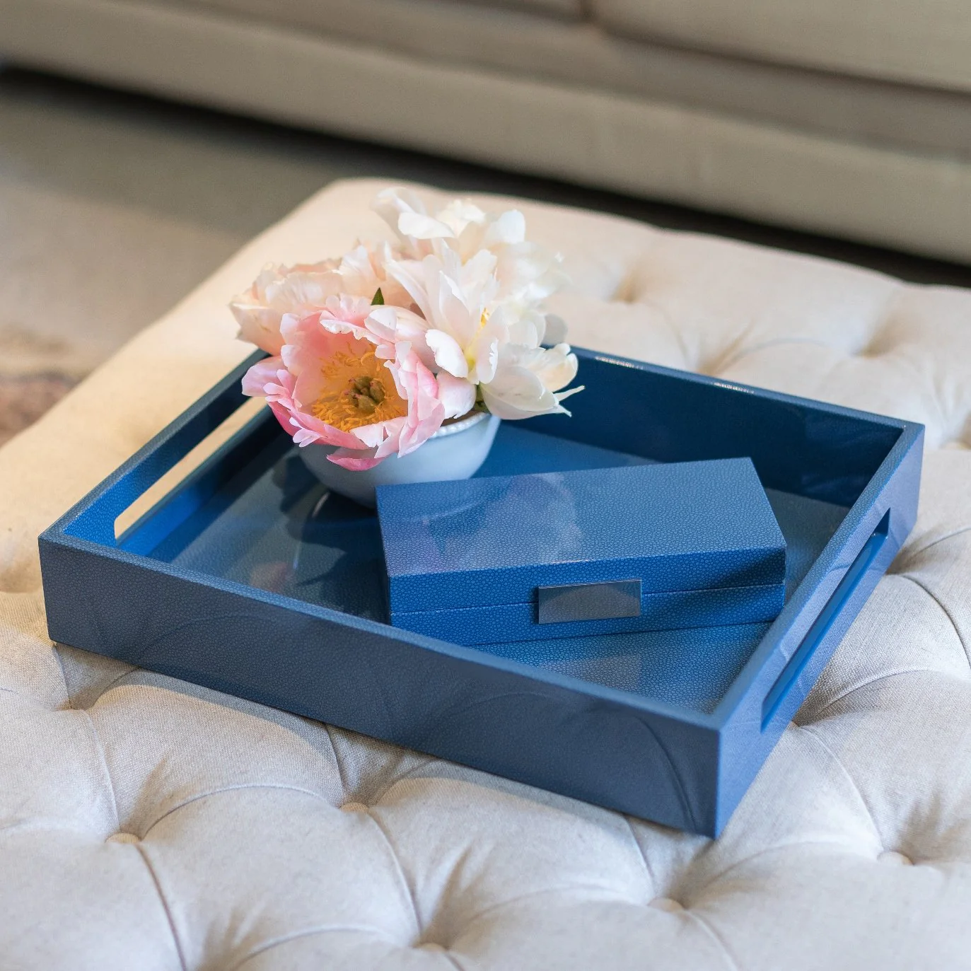 Blue Shagreen Box With Silver - Image 4