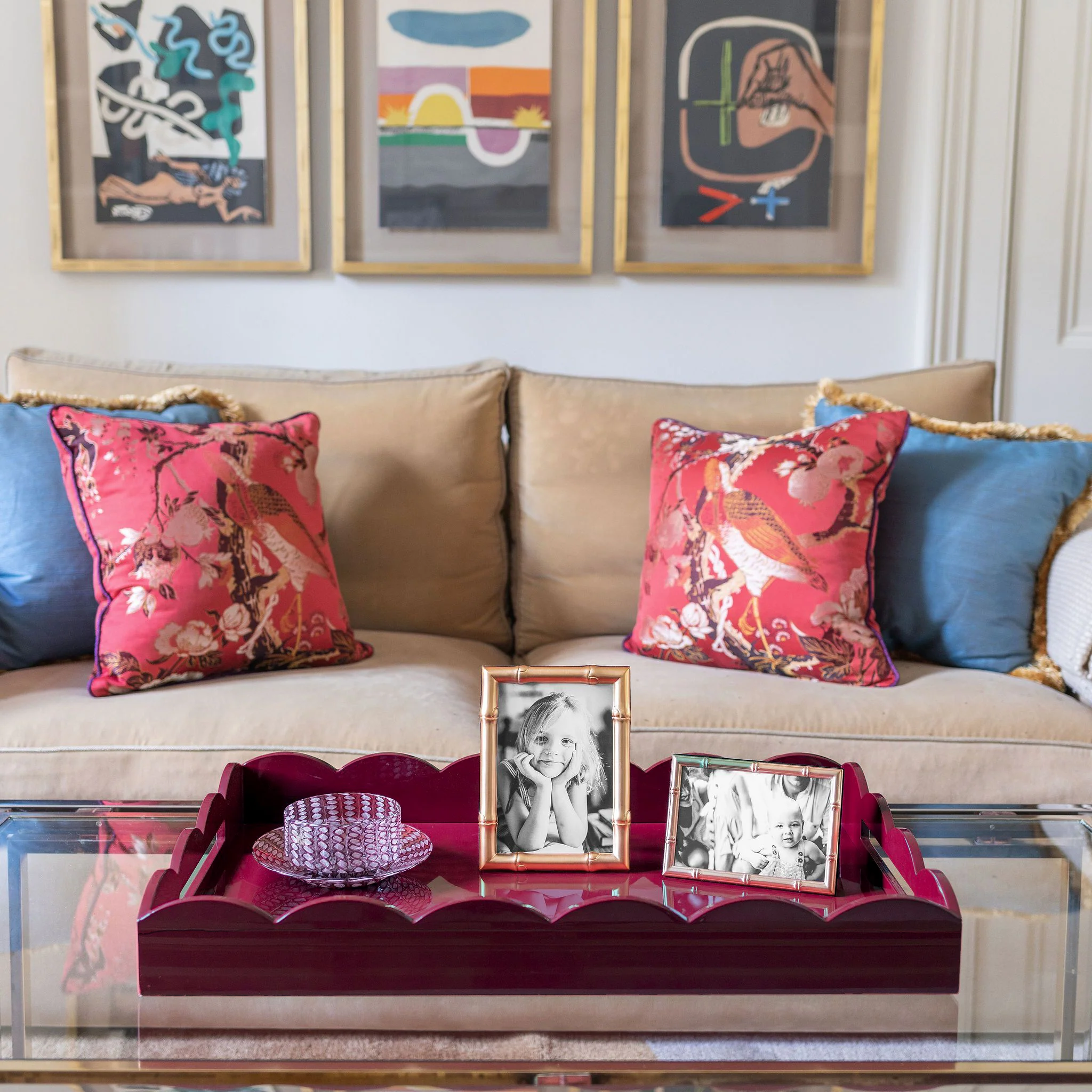 Cherry Large Lacquered Scallop Ottoman Tray - Image 4