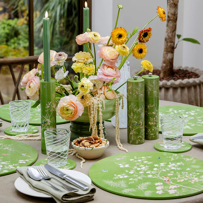 Green Chinoiserie Candlestick - Image 2