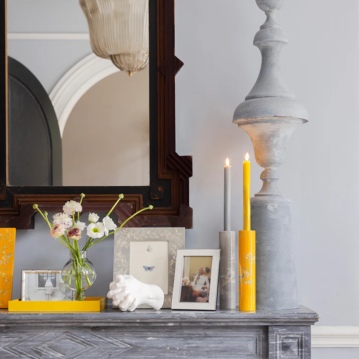Grey Chinoiserie Candlestick - Image 2