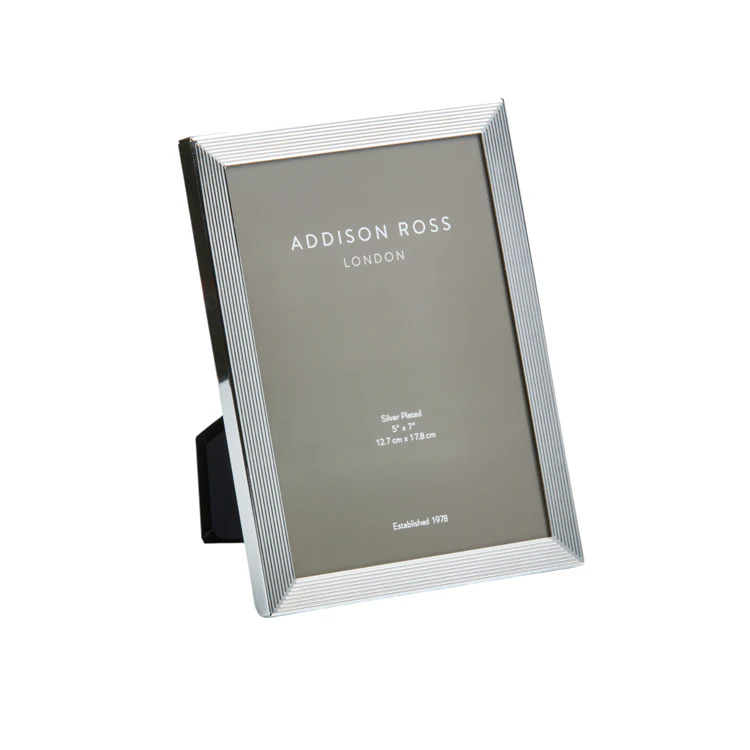 Grooved Silver Plate Photo Frame