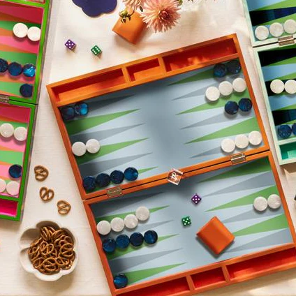 Orange Croc Lacquer Backgammon Set - Image 3