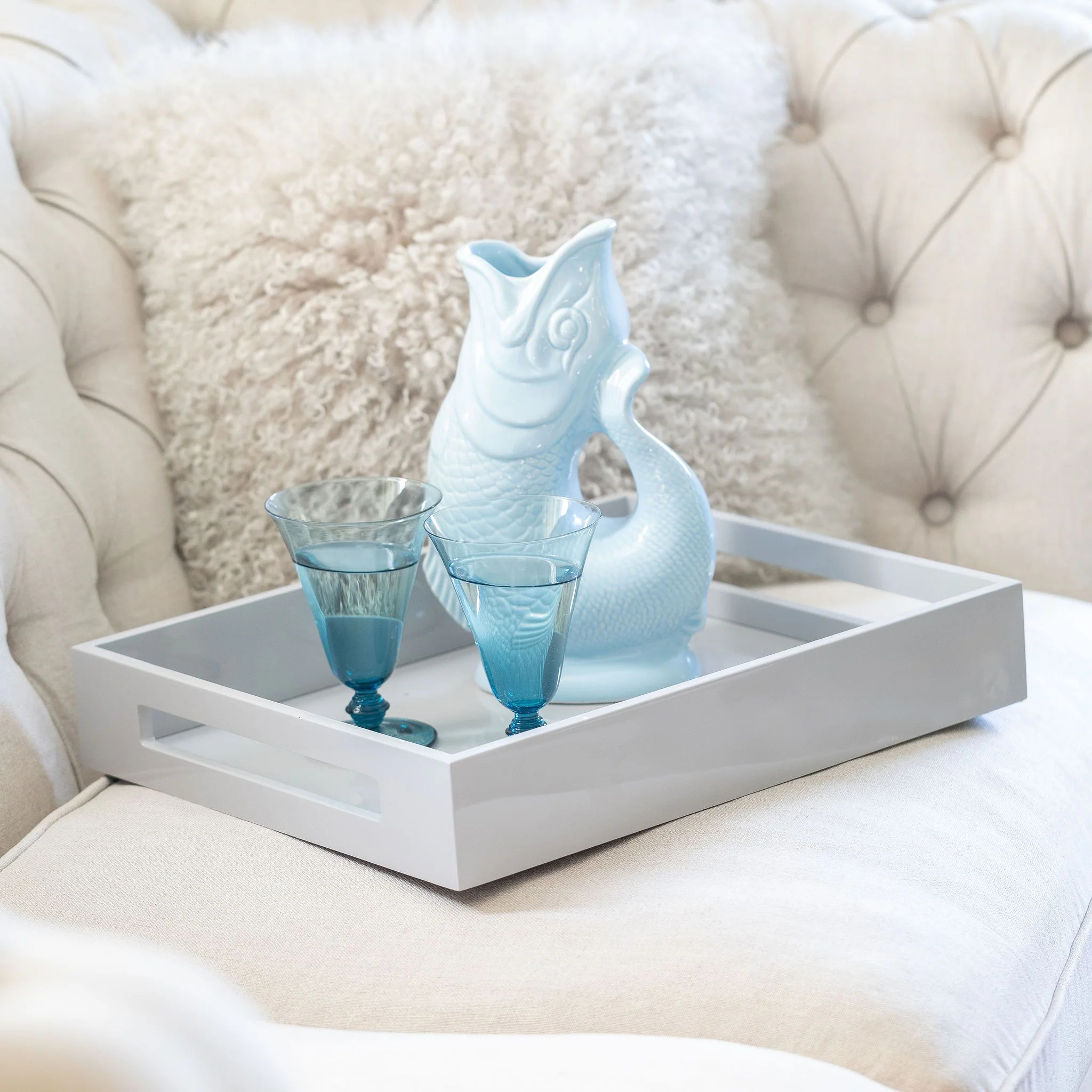 Chiffon Grey Medium Lacquered Serving Tray - Image 3