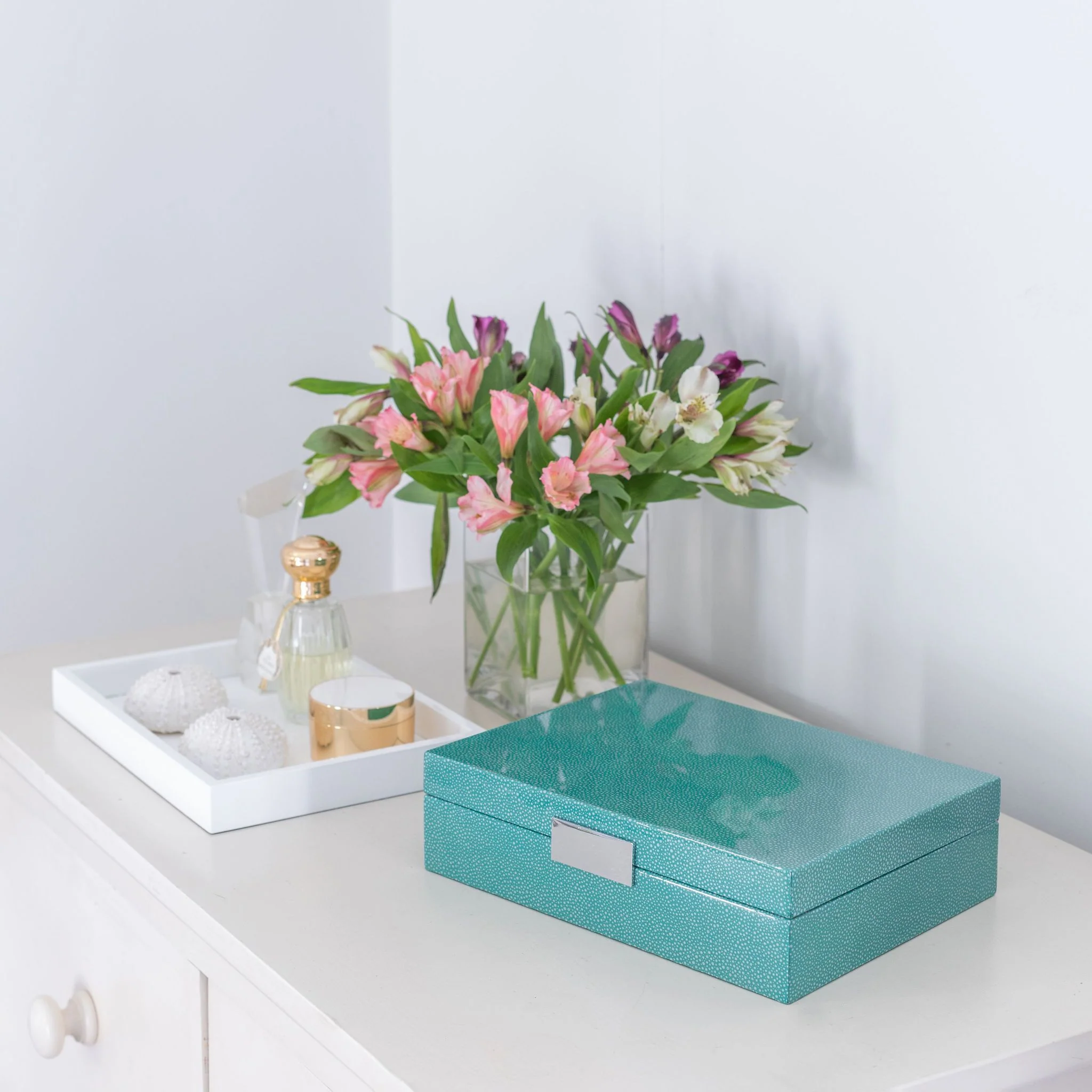 Large Green Shagreen & Silver Glasses Box - Image 3