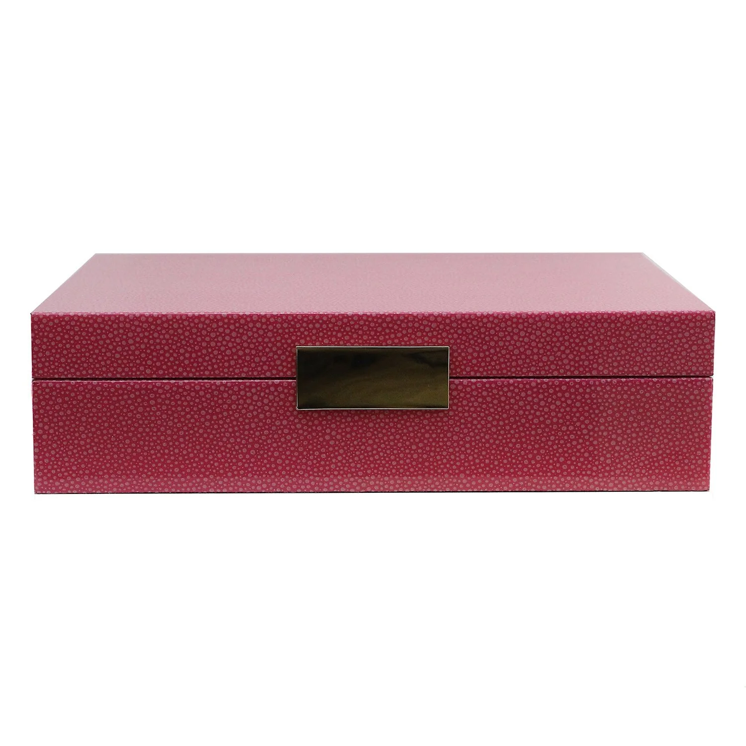 Large Pink Shagreen Jewellery Box with Gold - Image 2