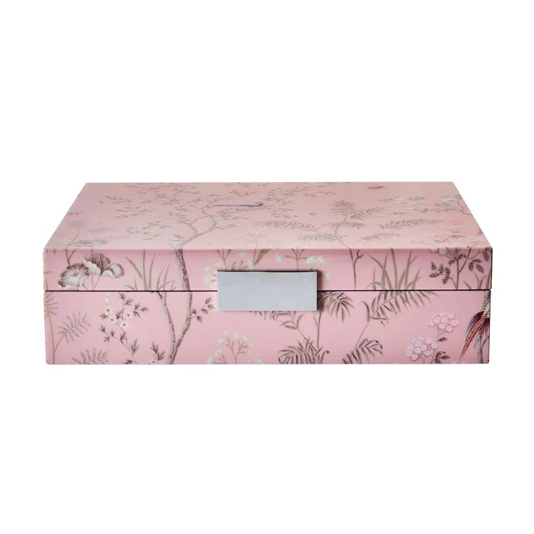 Large Pink Chinoiserie Box with Silver - Image 2