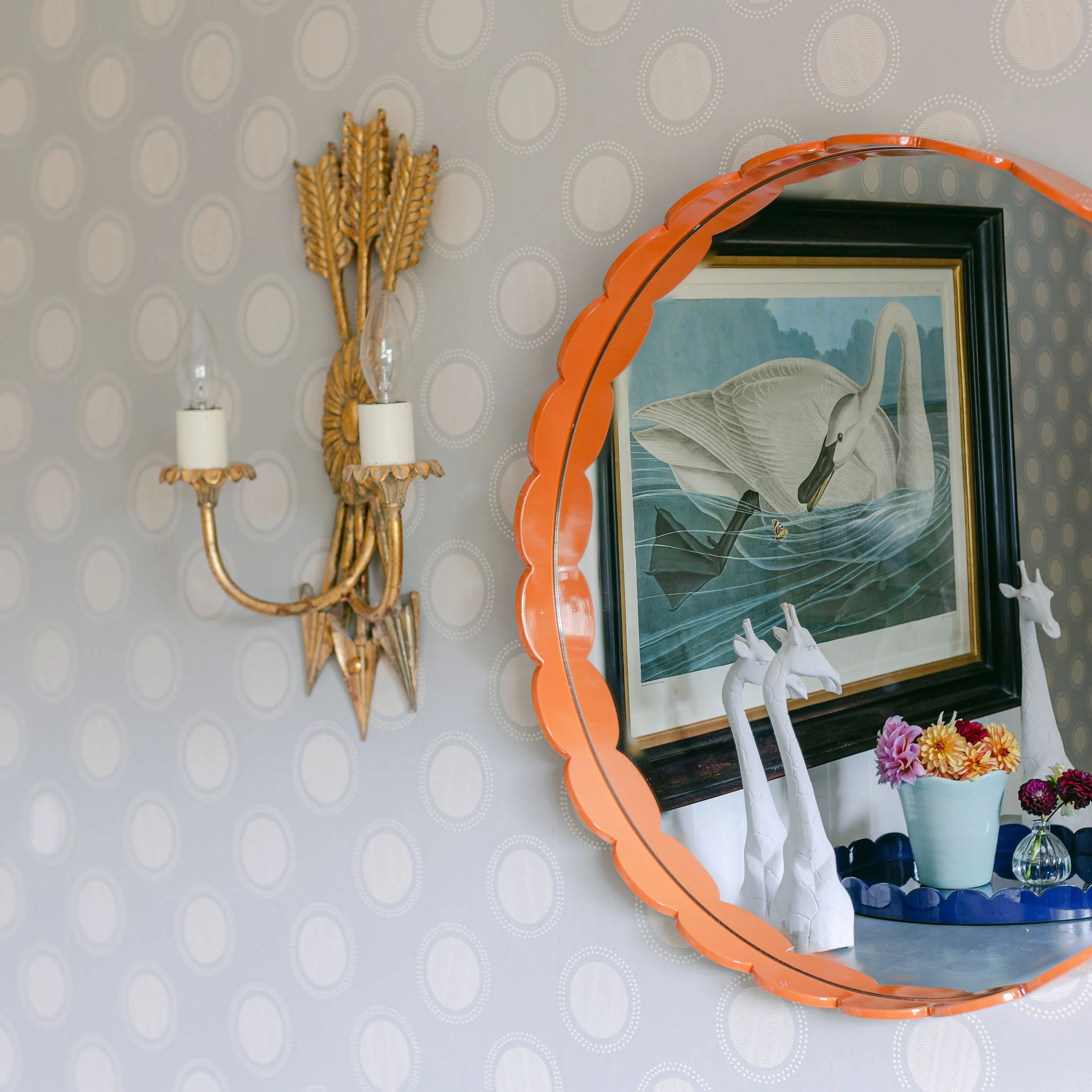Orange Large Scallop Round Mirror - Image 2