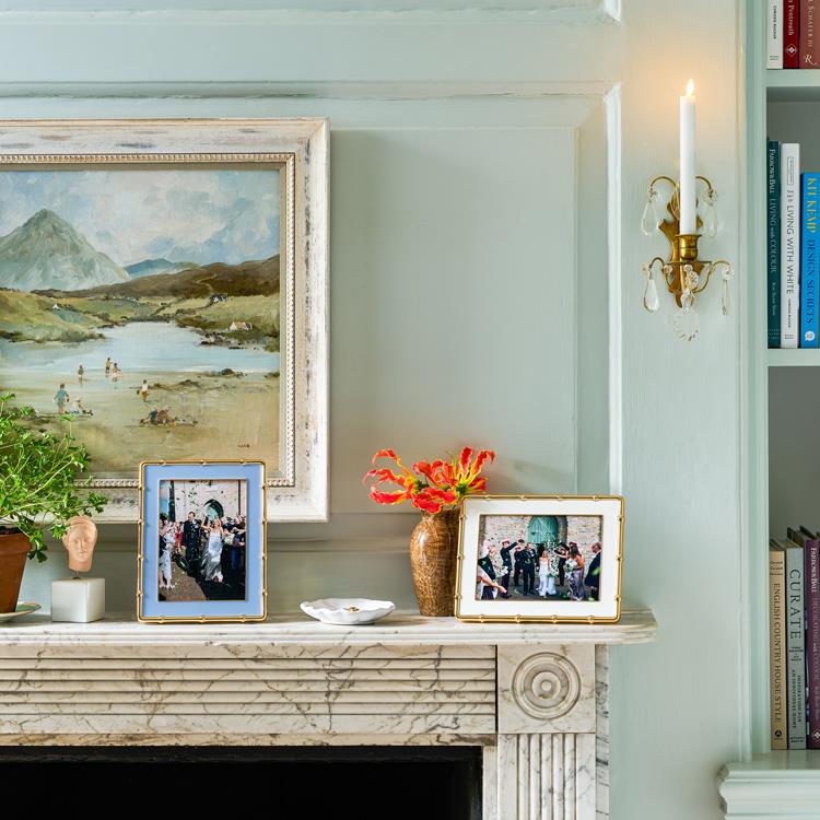 Pale Denim & Gold Bamboo Enamel Photo Frame - Image 2