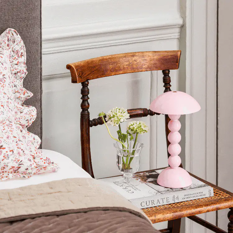 Pale Pink Lacquer Rechargeable Bobbin LED Lamp - Image 2