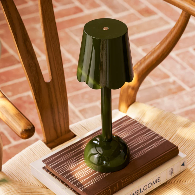 Khaki Green Scallop Rechargeable LED Lamp - Image 2