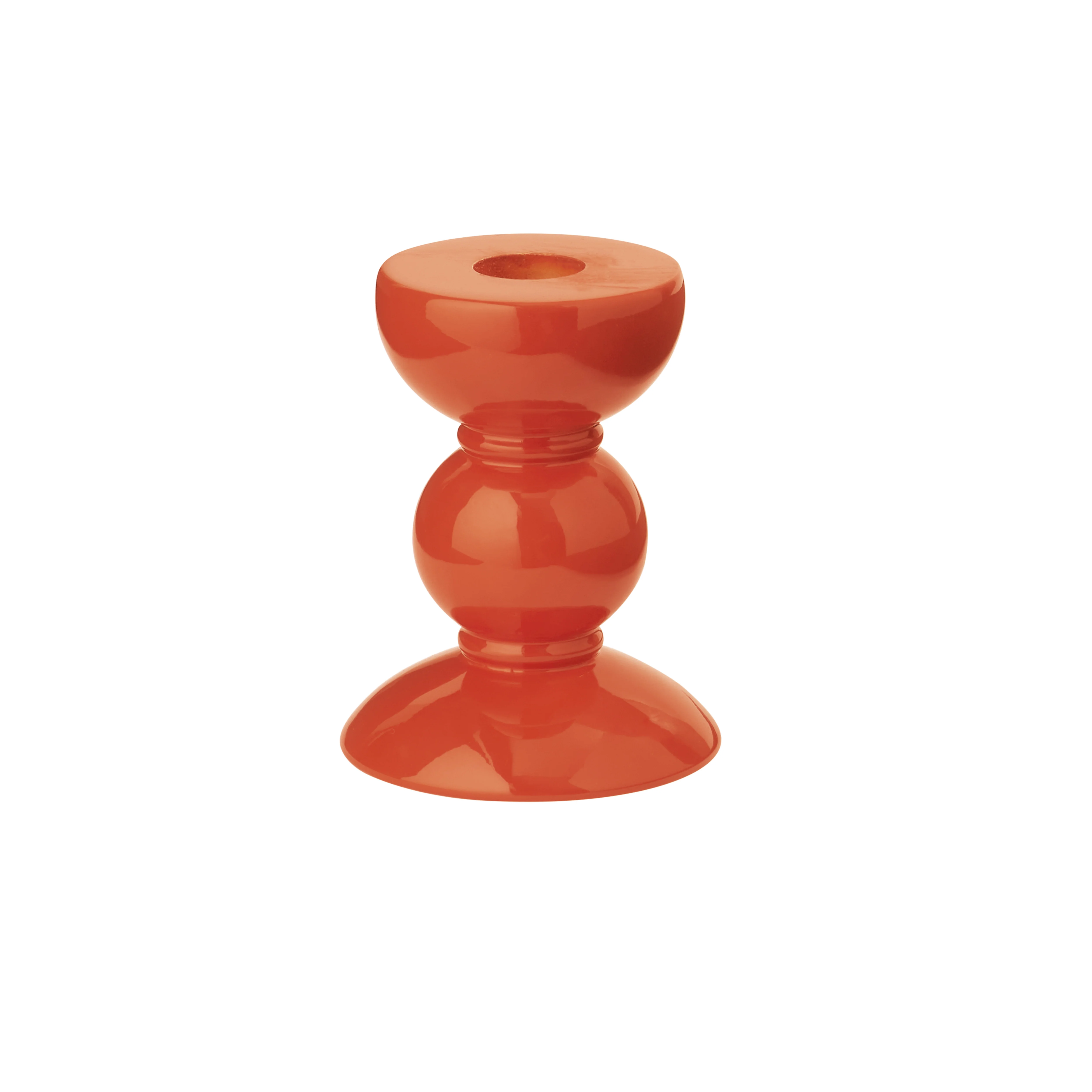 Small Orange Bobbin Candlestick - 10cm