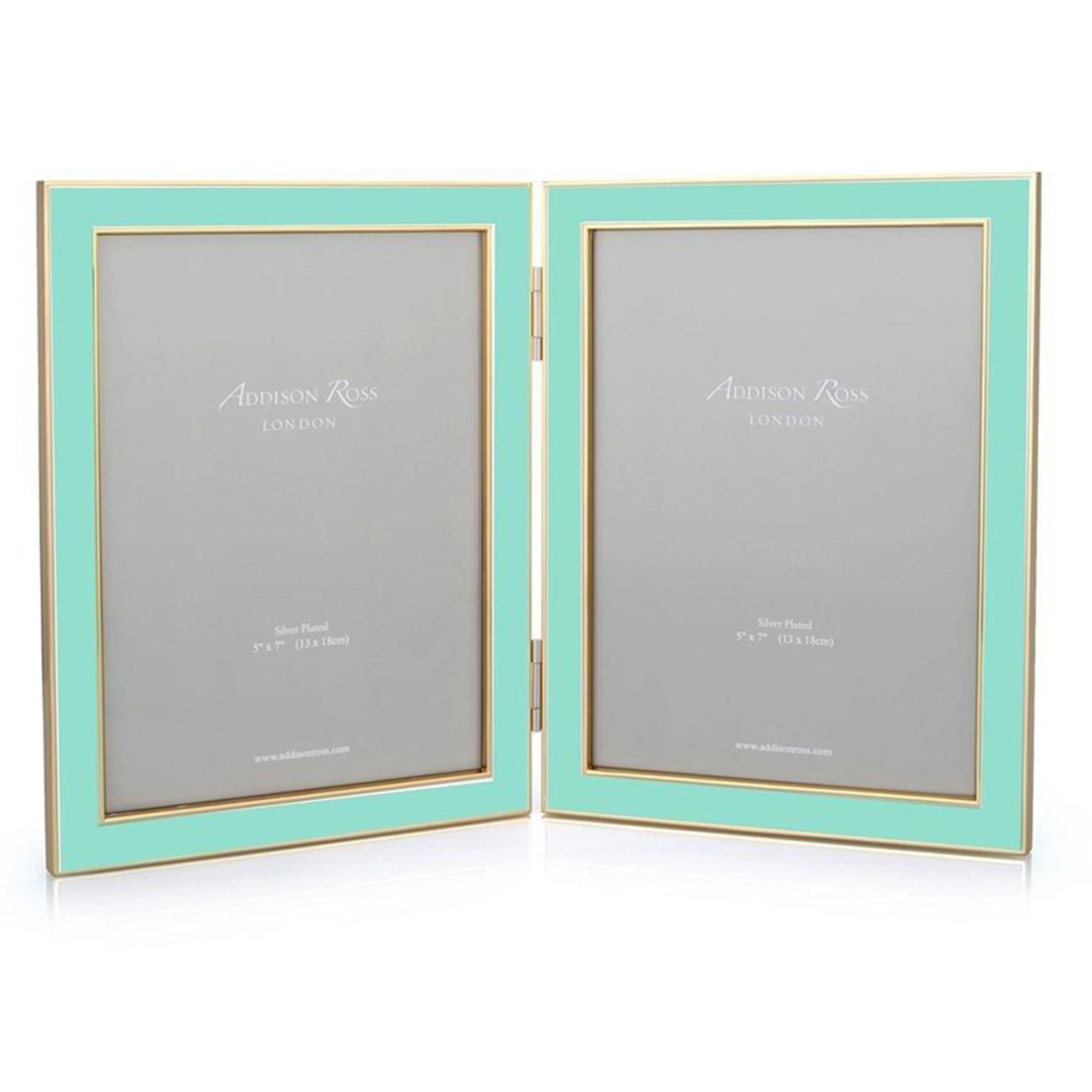 Turquoise Blue Enamel & Gold Double Frame