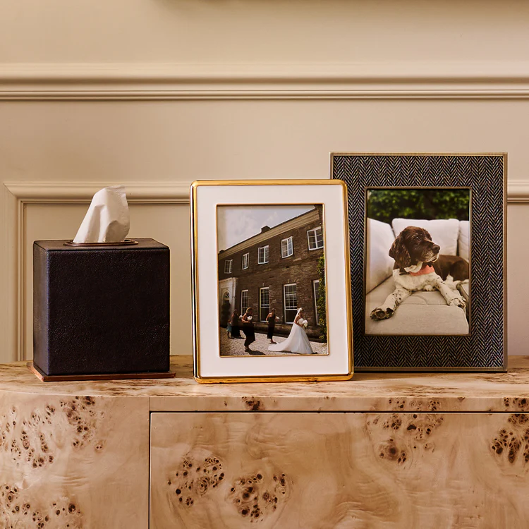 White Enamel & Gold Curve Frame - Image 2