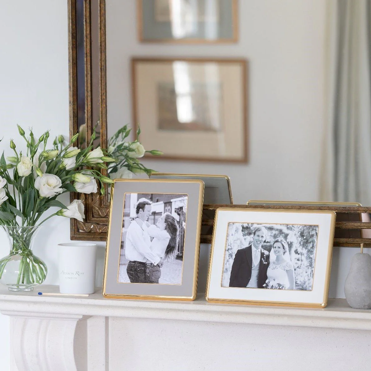 White Enamel & Gold Curve Frame - Image 3