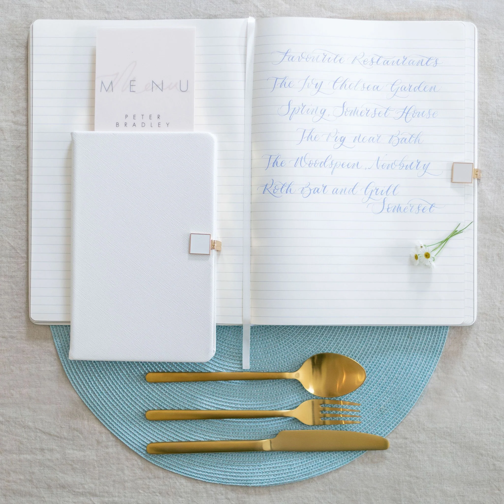 White & Gold A6 Notebook - Image 2