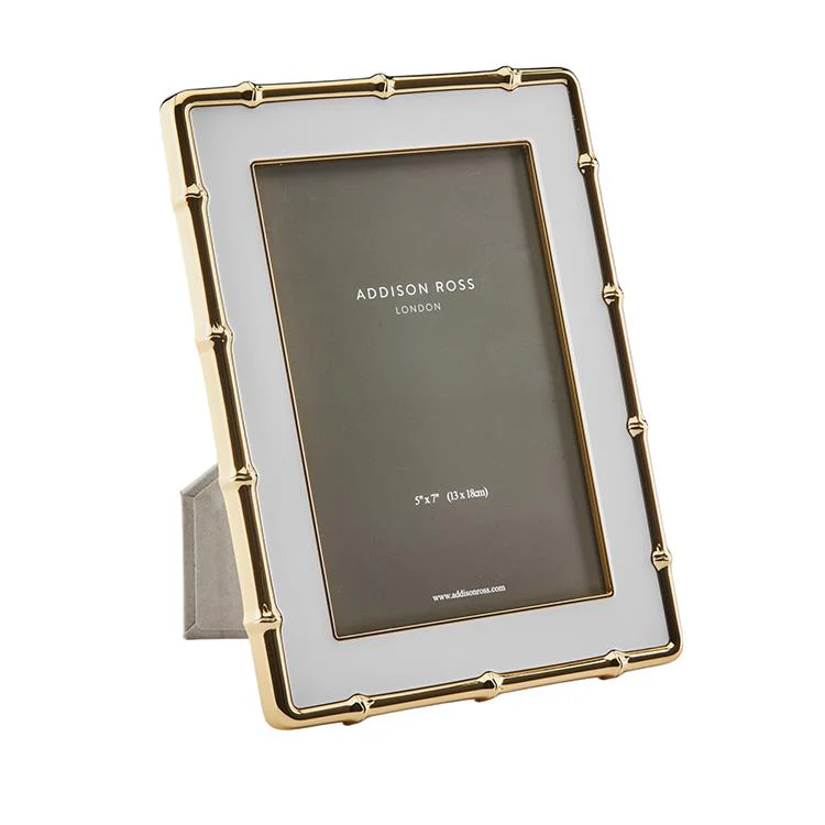 White & Gold Bamboo Enamel Photo Frame