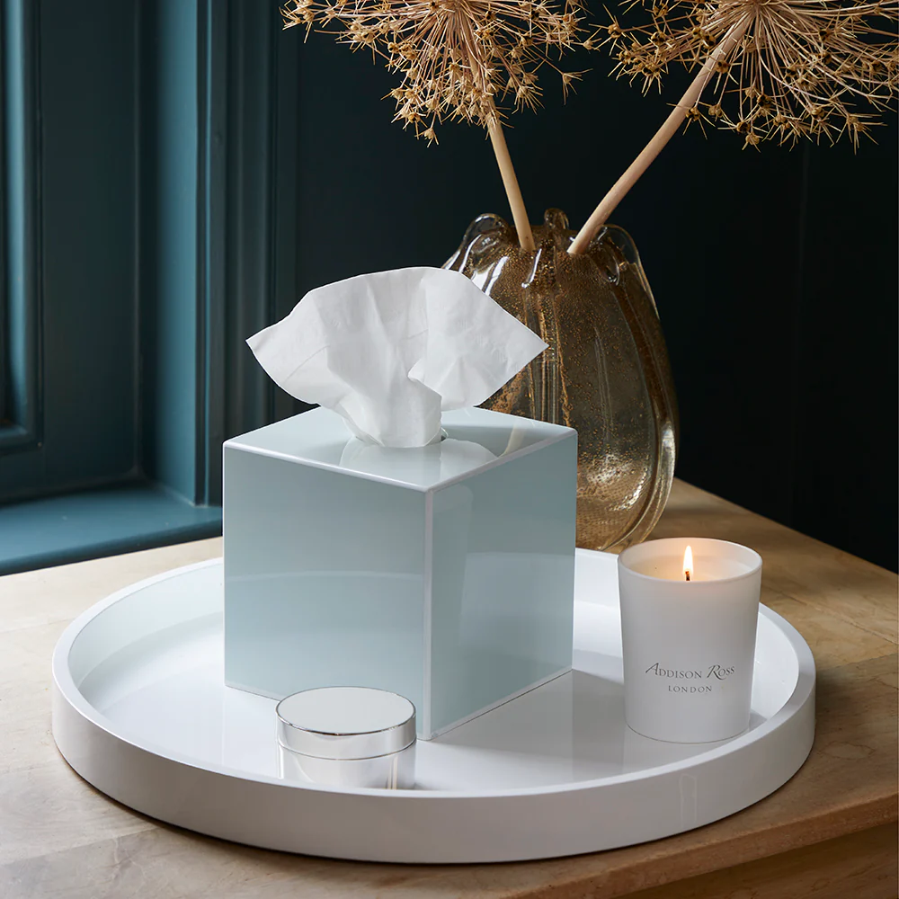 White Straight Sided Round Medium Lacquered Tray - Image 2